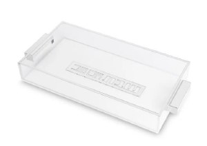 Picture of Lucite Rectangle Challah Bread Tray Silver Handles 7" x 13"